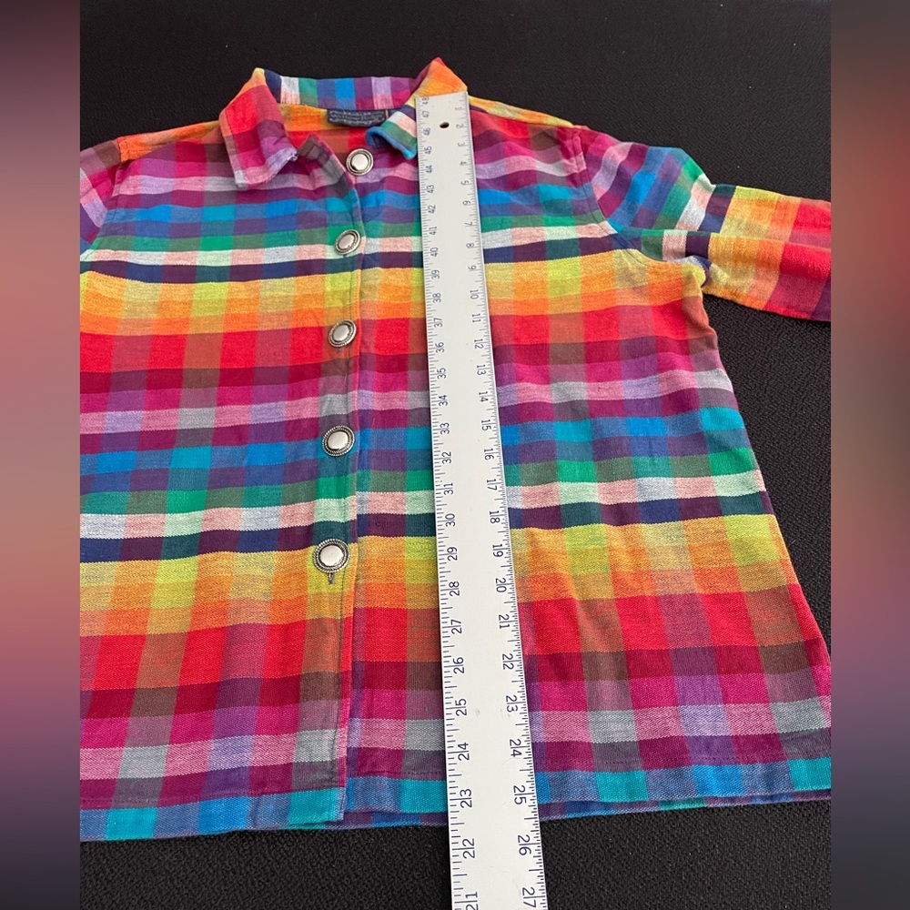 VTG Willow Ridge colorful rainbow plaid button down shirt jacket sz XL - Picture 7 of 9